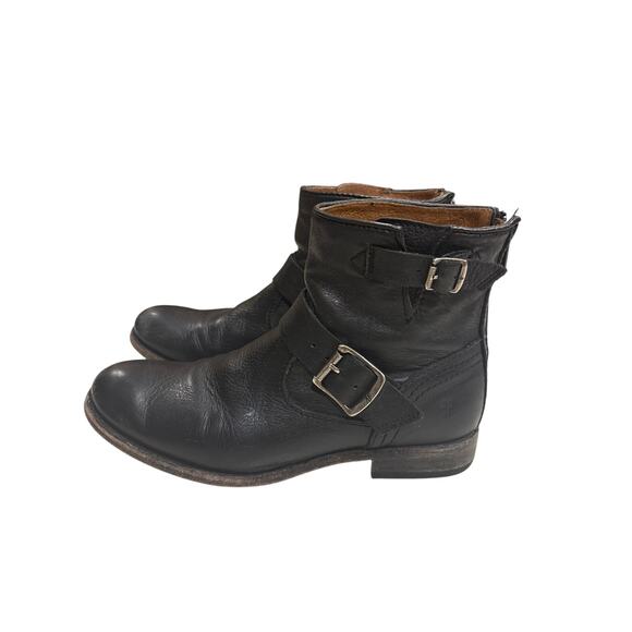 Frye Veronica Women's Size 7B Black Leather Back Zip Ankle Moto Riding Boots - Picture 2 of 9